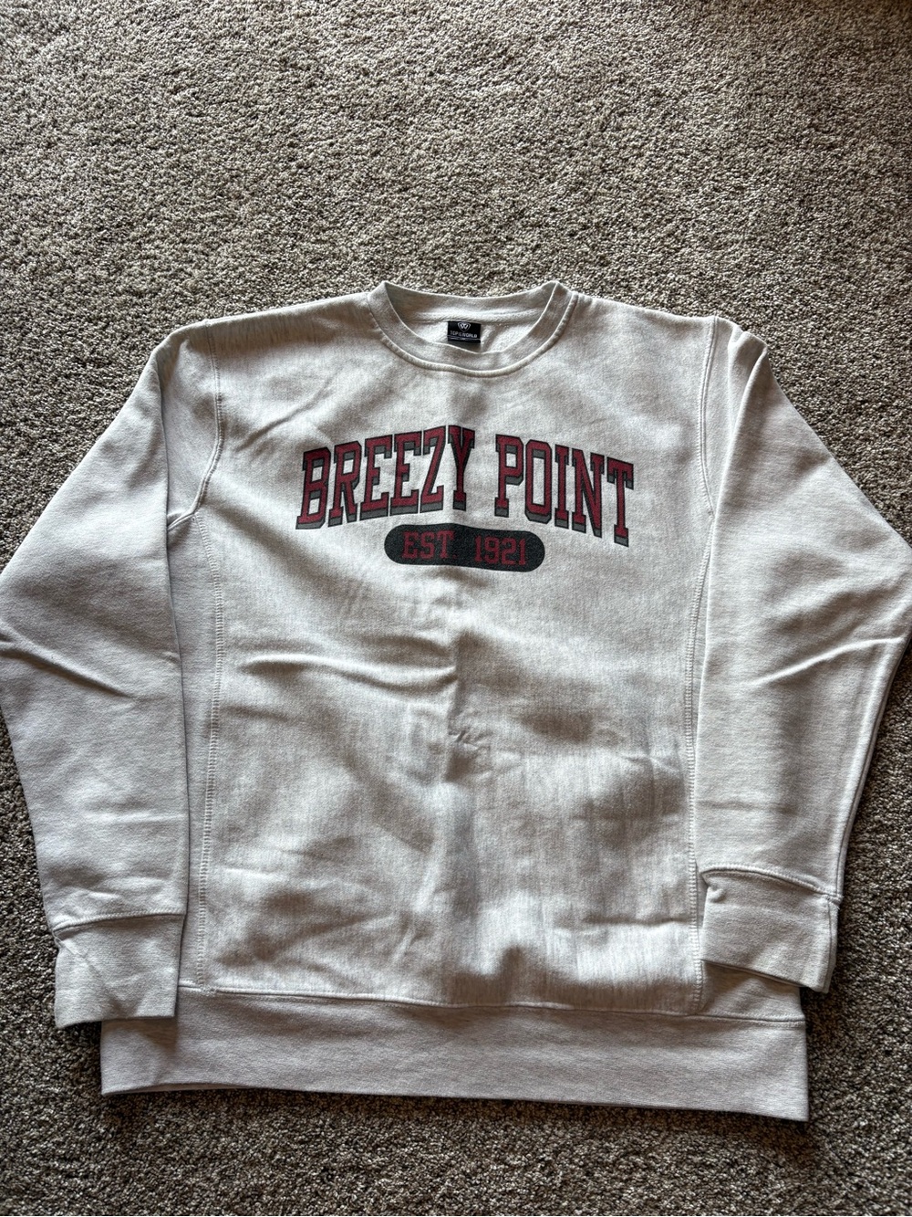 Top of the World Breezy Point Crewneck Sweatshirt - Cream with Red & Black Print
